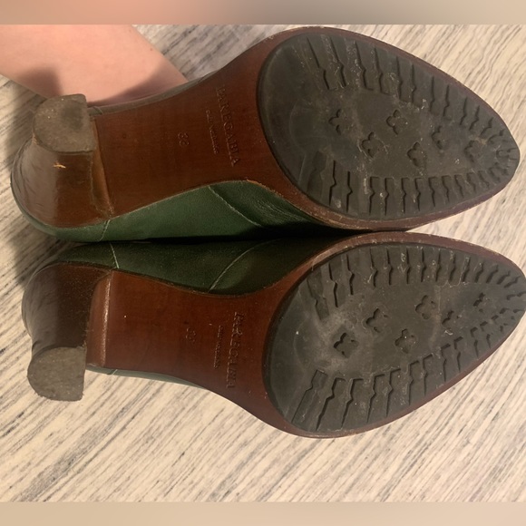 Paregabia Green Leather Heels with Fringe and Laces - Picture 6 of 11